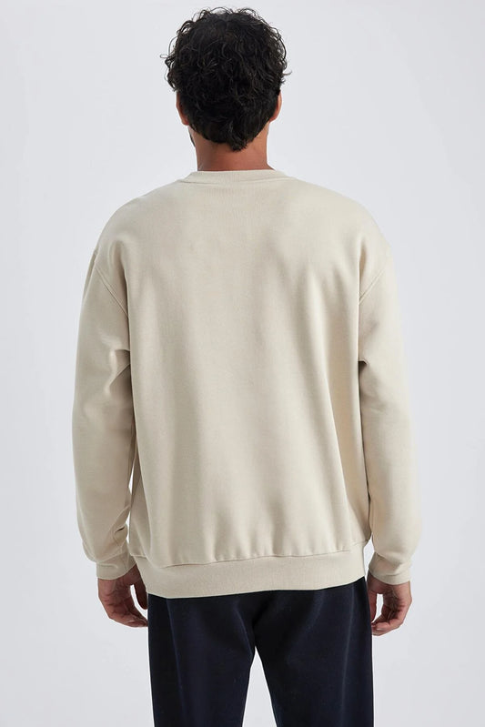 Defacto Men's Beige Oversize Fit Sweatshirt