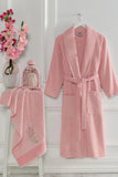 Elmira Textile Women's Pink Cotton Towel Bathroom Bathrobe