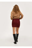 Mango Women's Burgundy Knitted Mini Skirt