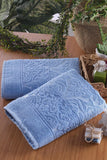 Zeynep Textile Bathroom Blue Soft Set of 2 50x90 Cm Hand & Face Towels