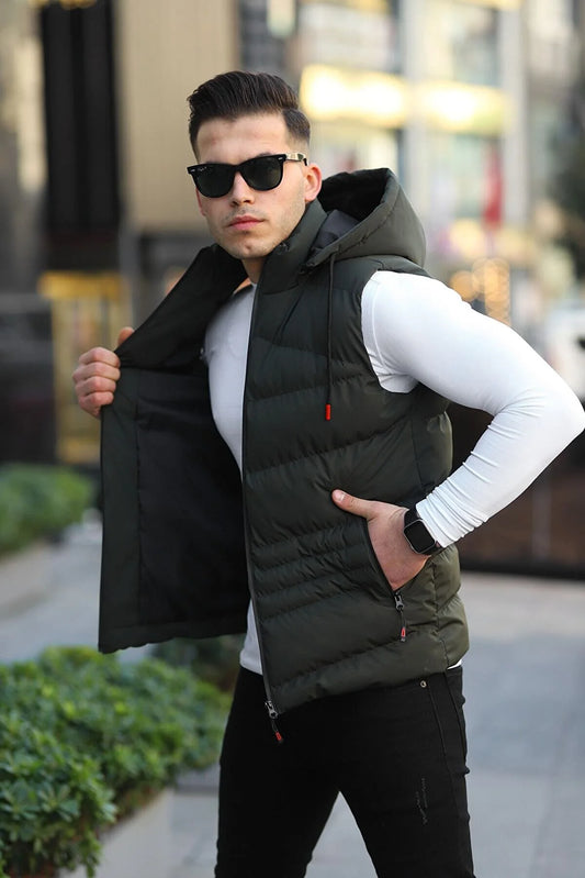 Boymen Men's Waterproof Removable Hooded Medium Size Vest