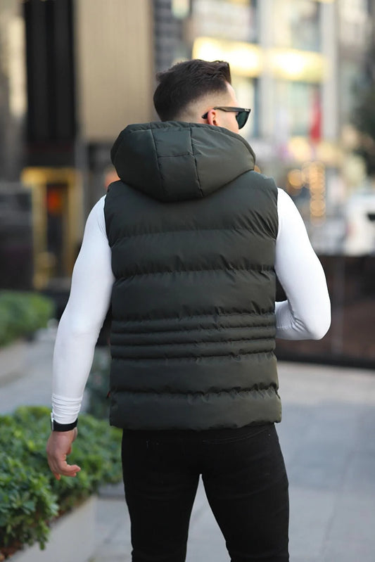 Boymen Men's Waterproof Removable Hooded Medium Size Vest