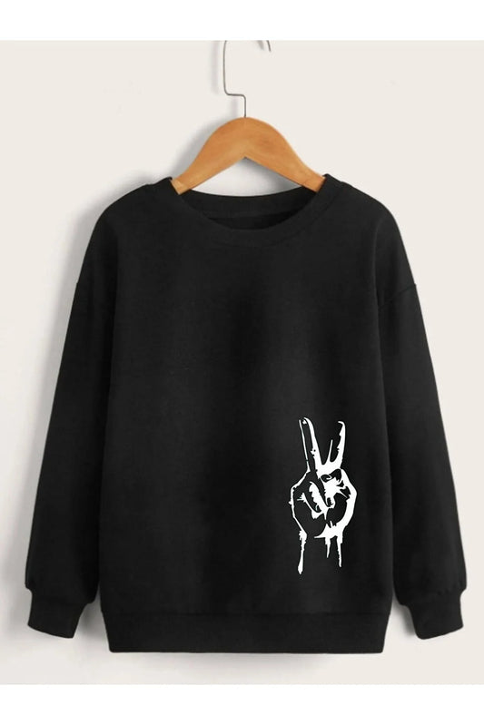 Vask Boy's Black Crew Neck Oversize Sweatshirt