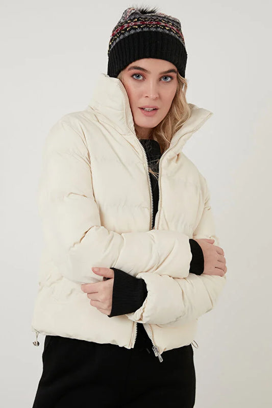 Lela Wome's Stand Collar Puffed Short Coat