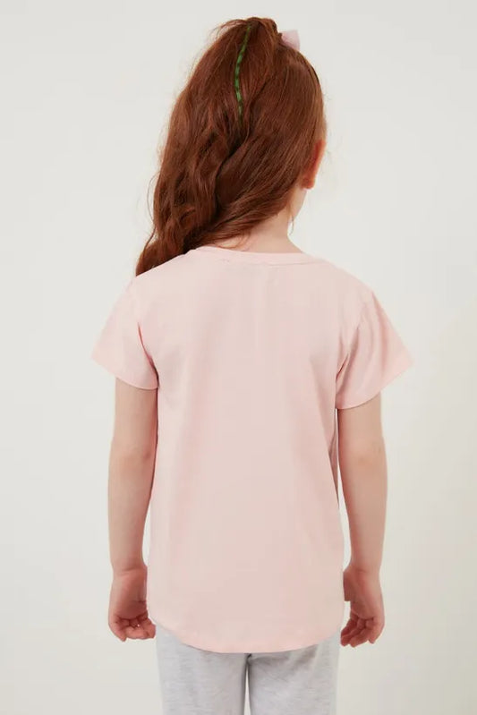 Lela Girl's Pink Cotton T-Shirt