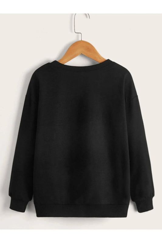 Vask Boy's Black Crew Neck Oversize Sweatshirt