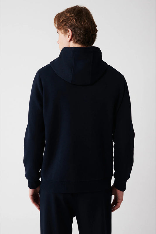 Avva Men's Hooded With Fleece Inner Collar Sweatshirt