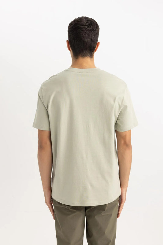 Defacto Men's Khaki New Regular Fit 100% Cotton T-Shirt