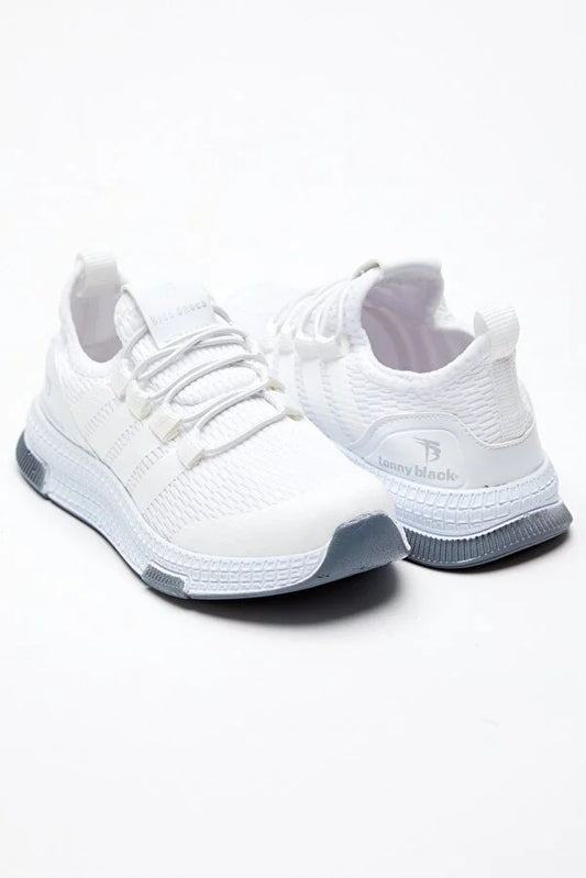Tonny Black Boy's White Sports Shoes