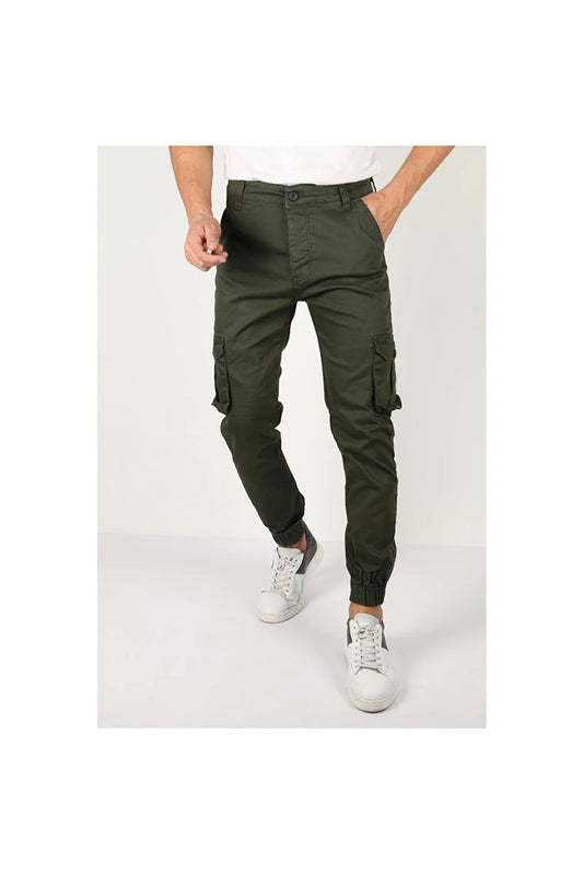 Tarz Cool Men's Khaki Cargo Jogger Elastic Legs Pants