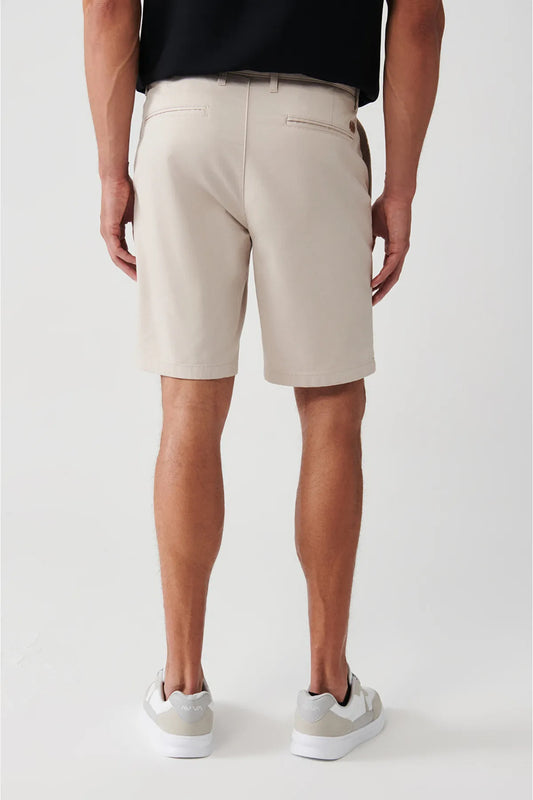Avva Men's Beige Dobby Chino Canvas Shorts