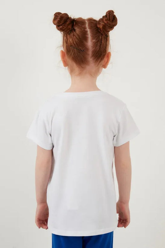 Lela Girl's White Cotton T-Shirt