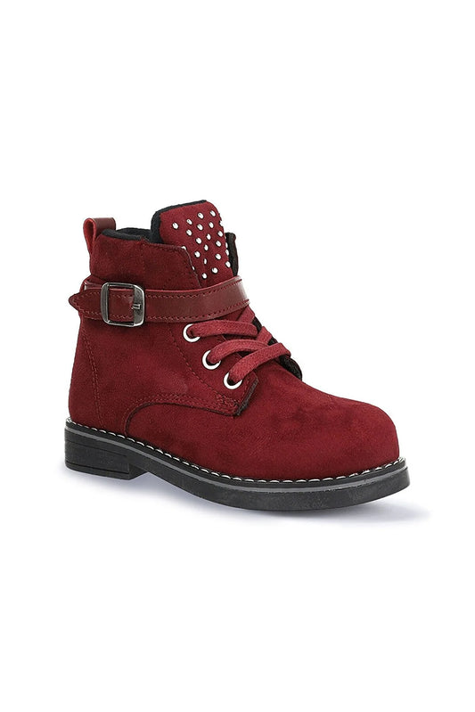 Jump Girl's Claret Red Skin Daily Long Top Thick Sole Sneaker Sports Boots