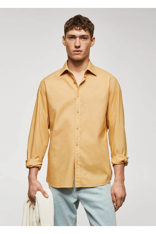 MANGO Men's Regular Cut Cotton Voile Shirt