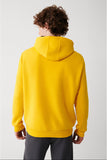 Avva Men's Yellow Hooded With Fleece Inner Collar Sweatshirt