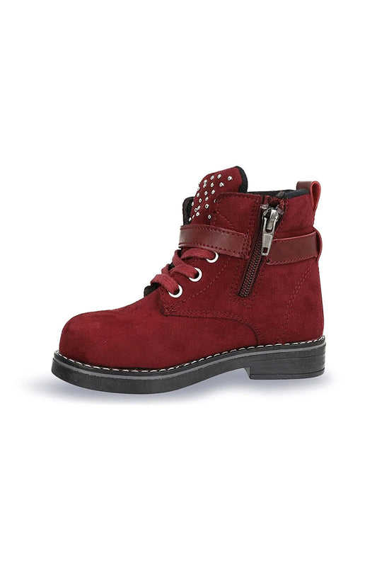 Jump Girl's Claret Red Skin Daily Long Top Thick Sole Sneaker Sports Boots