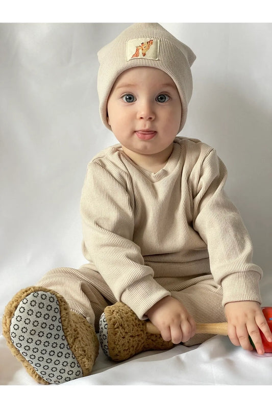 MiaBaby Baby Cotton Beret 3-Piece Baby Set