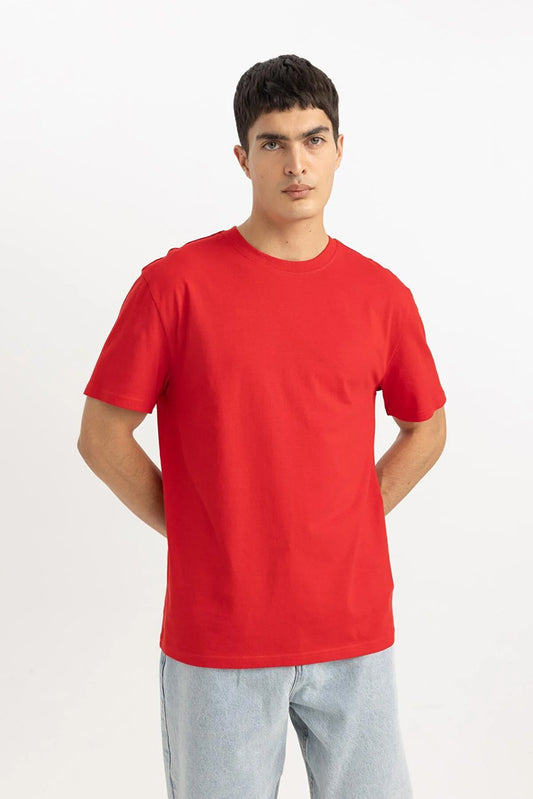 Defacto Men's Red New Regular Fit 100% Cotton T-Shirt