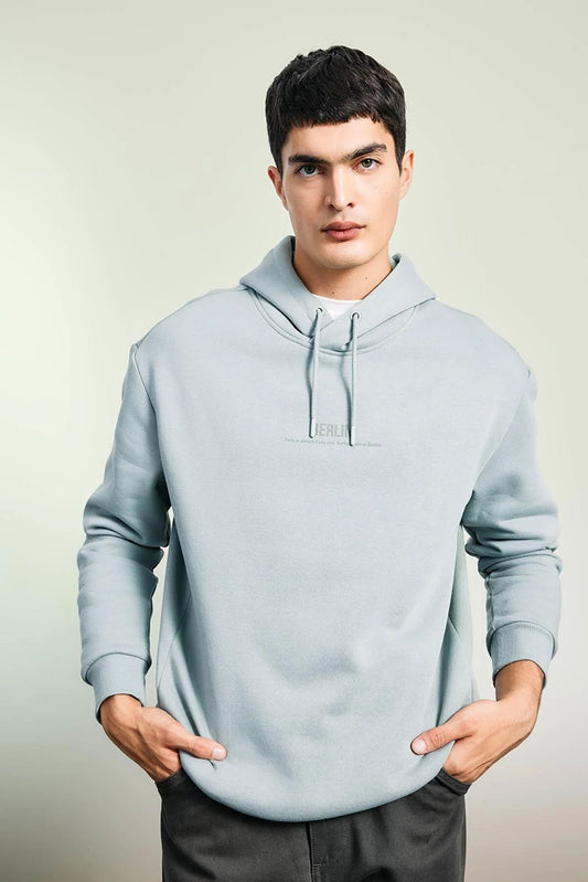 Defacto Men's Light Blue Relax Fit Hooded Sweatshirt