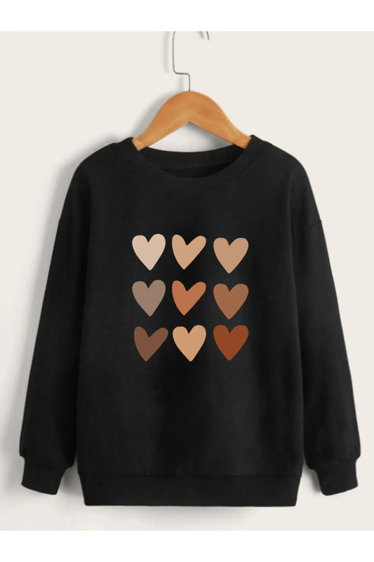 Vask Girl's Black Crew Neck Sweatshirt