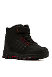 Letao Boy's Black Red Cold Resistant Zippered Fur Trekking Boots