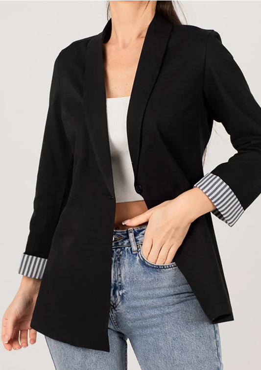 Armonika Women's Black Single Button Jacket