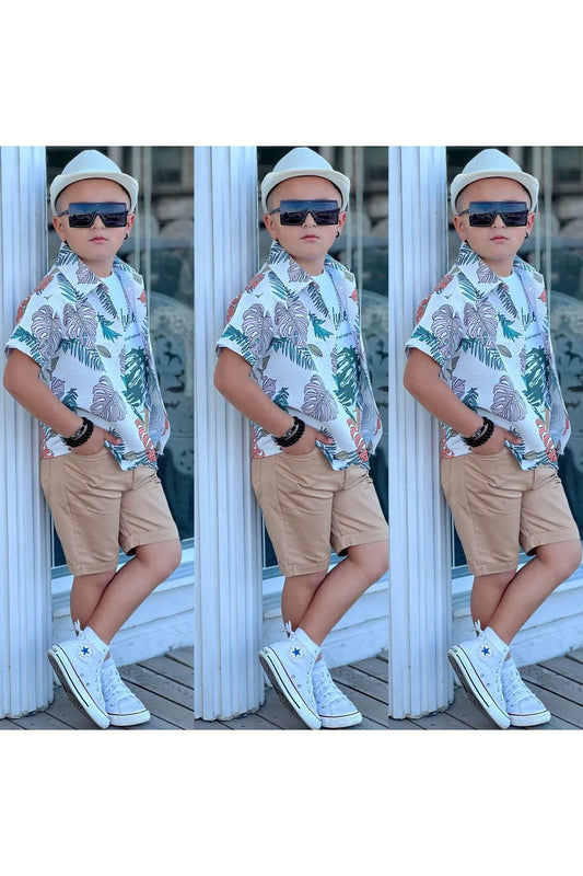 Alpids Boy's 4 Pcs With Straw Hat Sets