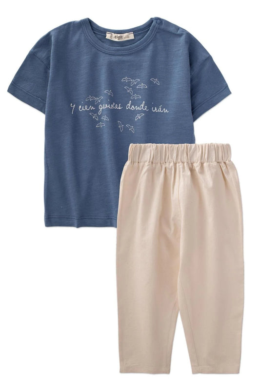 Cigit Boy's Printed Pants T-Shirt Sets