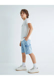 Koton Boy's Cargo Denim with Flap Pockets and Elastic Waist Cotton  Shorts