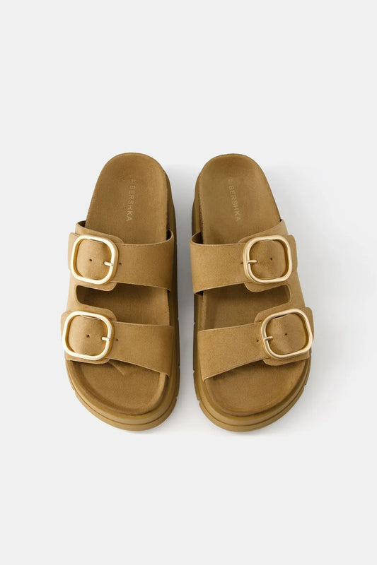Bershka Women's Buckle platform Sandals