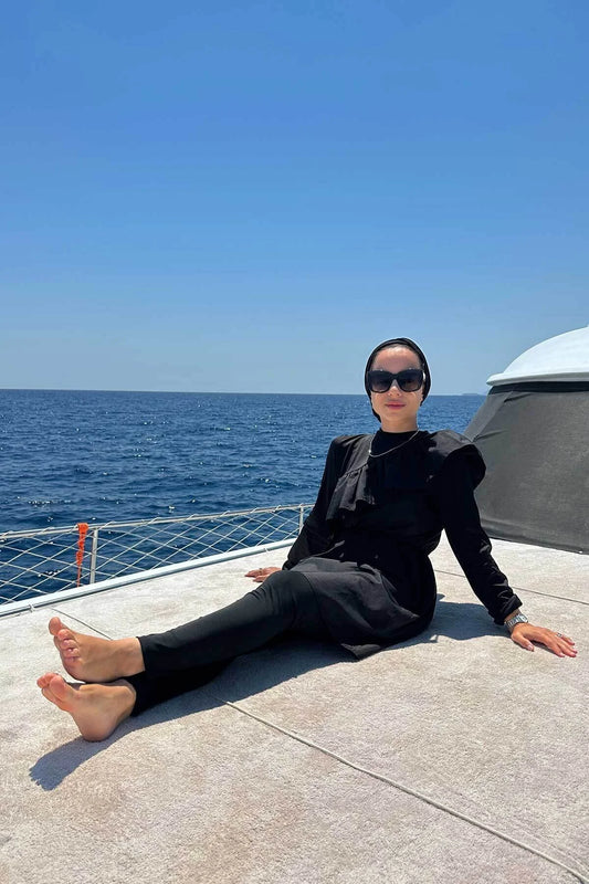 Ka Hijab Women's Ruffle Detail Full Closed 2-Piece Hijabs
