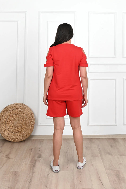 Koza Boutique Women's Open Shoulded Plus Size Shorts Sets