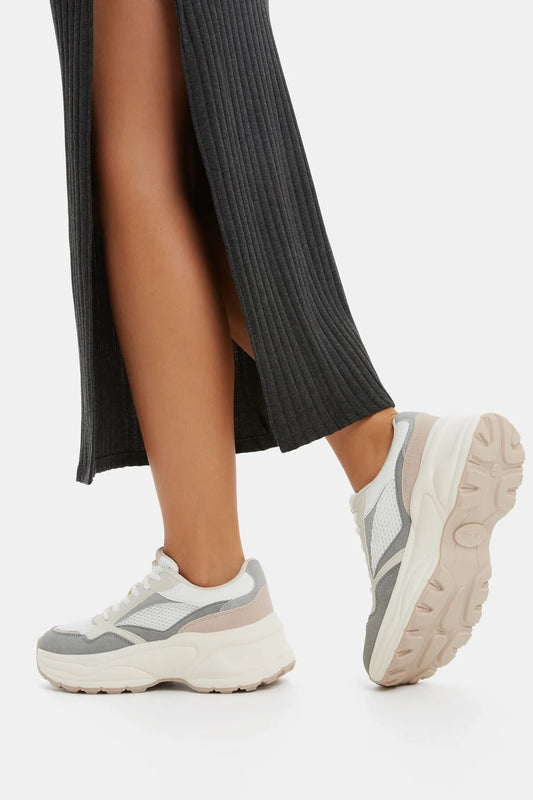 Bershka Women's Mesh Contrast Sneakers