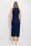 Trend Alacatı Style Women's Navy Blue Buttoned Jean Skirt
