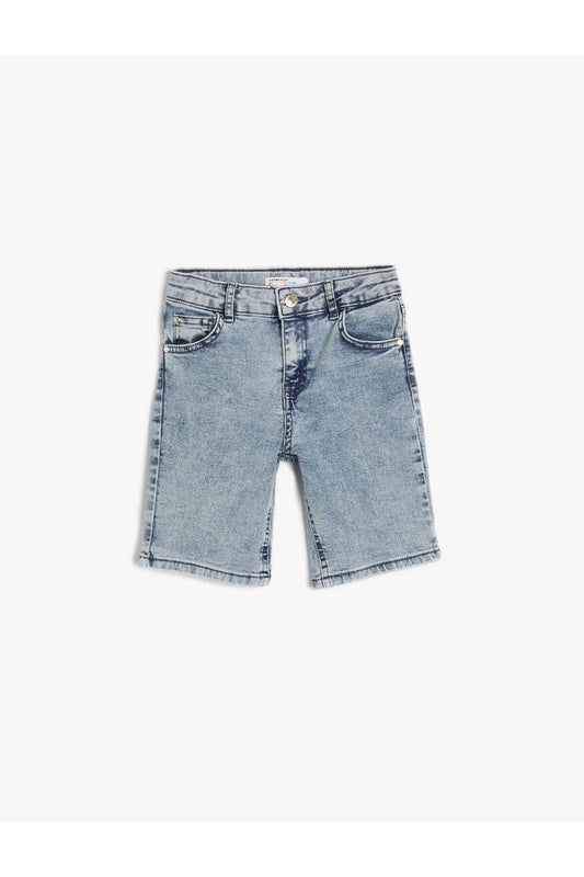 Koton Boy's Denim Pocketed Cotton - Slim Fit Shorts