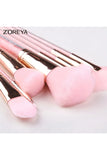 Z'oreya 10 Super Soft Pink Crystal Makeup Brush Set Pink Leather Bag