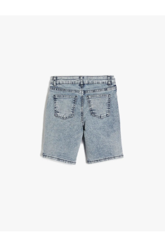 Koton Boy's Denim Pocketed Cotton - Slim Fit Shorts