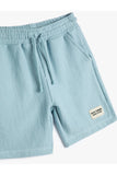 Koton Boy's Basic with Textured Pockets and Tie Waist  Shorts