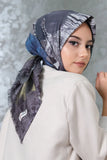 Afvente Women's Patterned Cotton Scarf Gray Hijabs