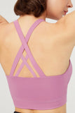 Los Ojos Women's Lightly Supported Covered  with Back Detail Sports Bra