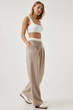 Happiness Istanbul Women's Waist Detailed Striped Woven Trousers