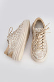 Margin Women'S Thick Sole Lace-Up Beige Sneakers