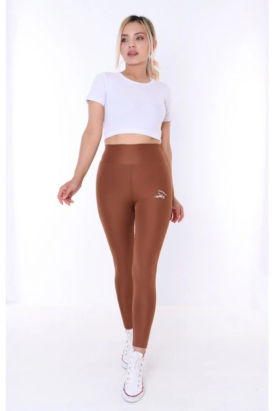 Buzzard Women's High Waist Bitter Brown Long Tights Leggings