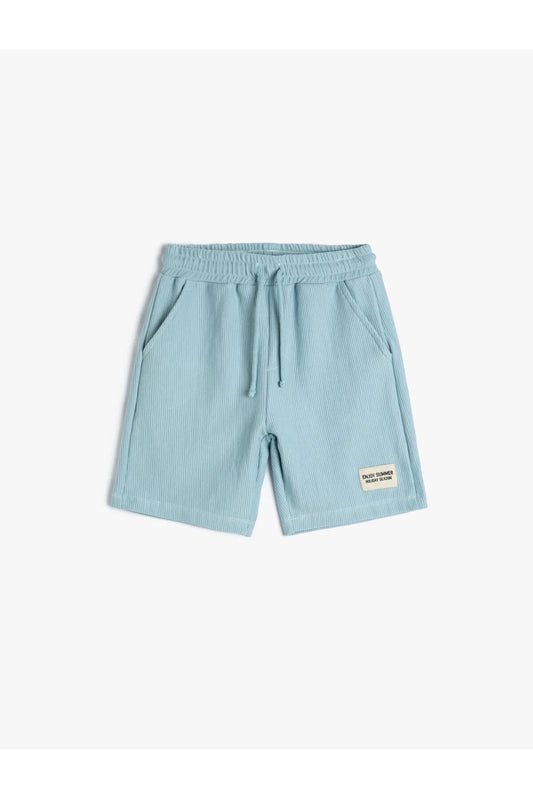 Koton Boy's Basic with Textured Pockets and Tie Waist  Shorts