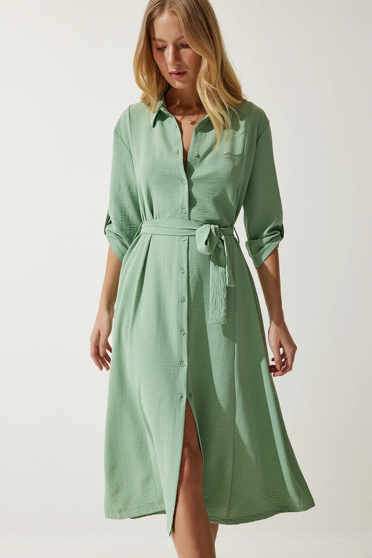 Happiness Istanbul Women's Belted Shirt Dress