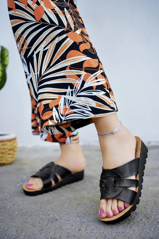 Modafırsat Women's Stylish Casual Black Slippers