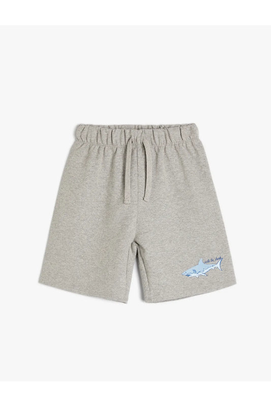 Cotton Boy's  Shark Printed Tie Waist Shorts