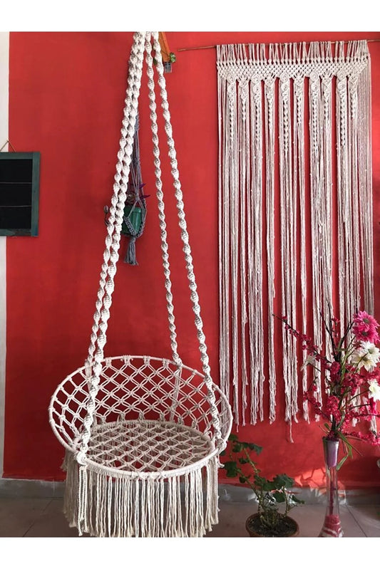 Aslan Butik Garden Macrame Special Knitted Twist Rope Swing