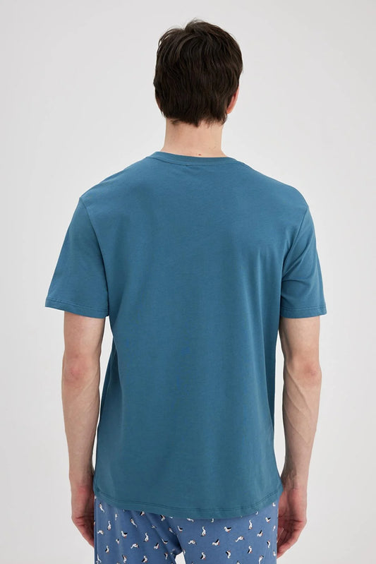 Defacto Men's Navy Blue New Regular Fit 100% Cotton T-Shirt