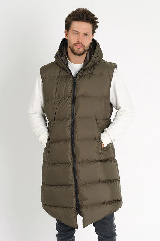 Weyeze Men's Khkai Long Puffer Vest